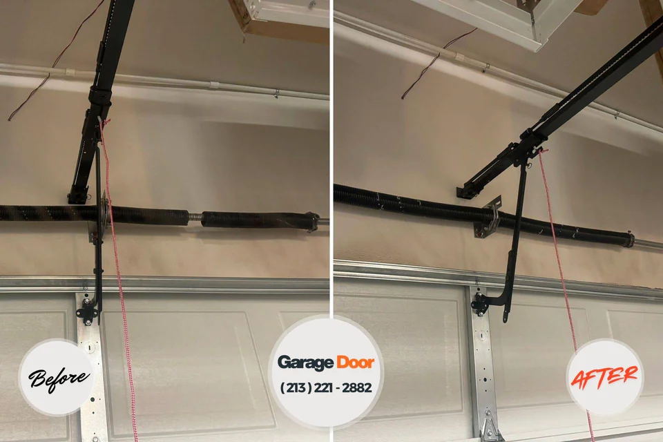 Before and after: garage door repair Cedar Hills, OR
